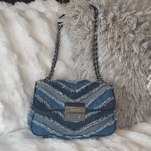 Michael Michael Kors Denim Chevron Shoulder Bag